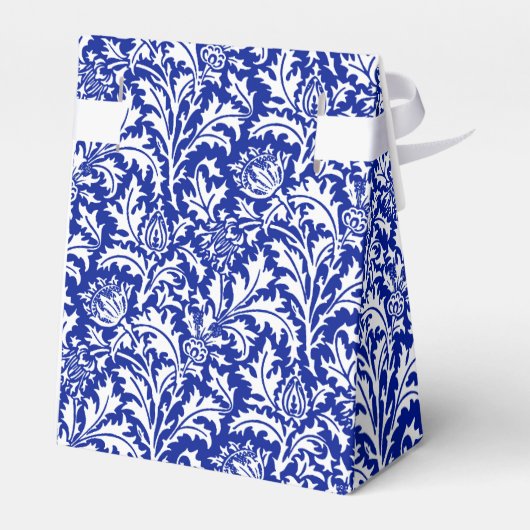 William Morris Thistle Damask White op Cobalt Blue Bedankdoosjes (Achterkant)