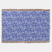 William Morris Thistle Damask White op Cobalt Blue Deken (Voorkant)