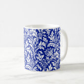 William Morris Thistle Damask White op Cobalt Blue Koffiemok (Voorkant rechts)