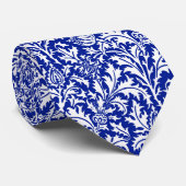William Morris Thistle Damask White op Cobalt Blue Stropdas (Opgerold)