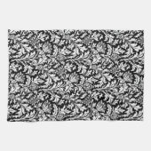 William Morris Thistle Damask, Zwart en Wit Theedoek (Horizontaal)