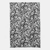 William Morris Thistle Damask, Zwart en Wit Theedoek (Verticaal)