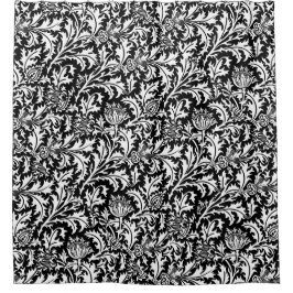 William Morris Thistle Pattern Black and White Douchegordijn