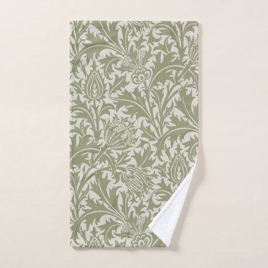 William Morris Thistle Sage Green Pattern Bad Handdoek (Handdoek)
