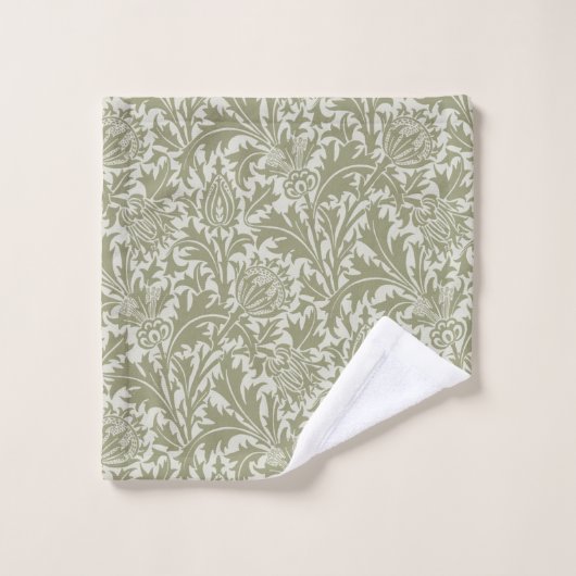 William Morris Thistle Sage Green Pattern Bad Handdoek (Wasdoekje)