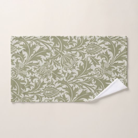 William Morris Thistle Sage Green Pattern Bad Handdoek (Handdoek)