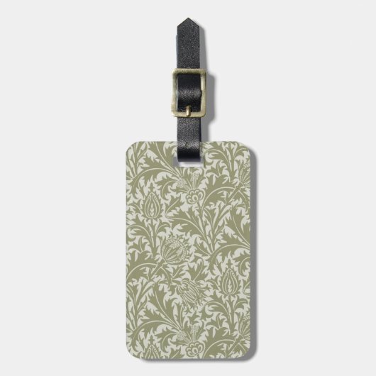 William Morris Thistle Sage Green Pattern Bagagelabel (Voorkant verticaal)