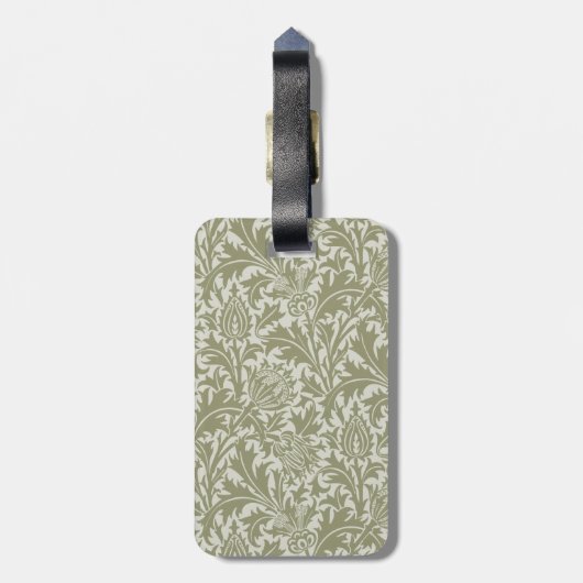 William Morris Thistle Sage Green Pattern Bagagelabel (Achterkant verticaal)