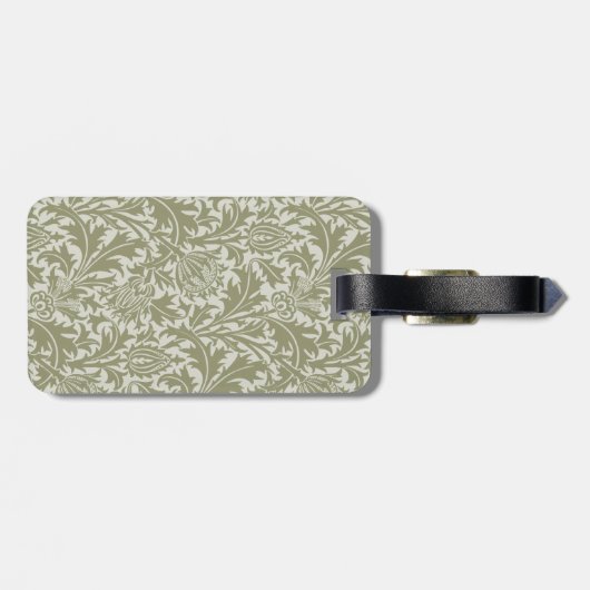 William Morris Thistle Sage Green Pattern Bagagelabel (Achterkant horizontaal)