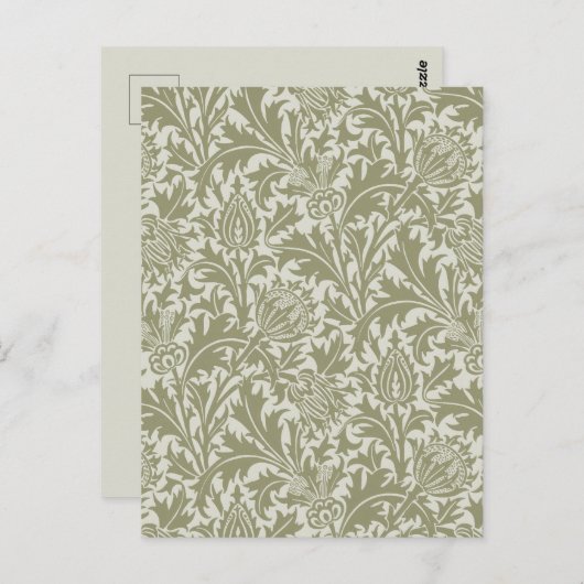William Morris Thistle Sage Green Pattern Briefkaart (Voorkant / Achterkant)