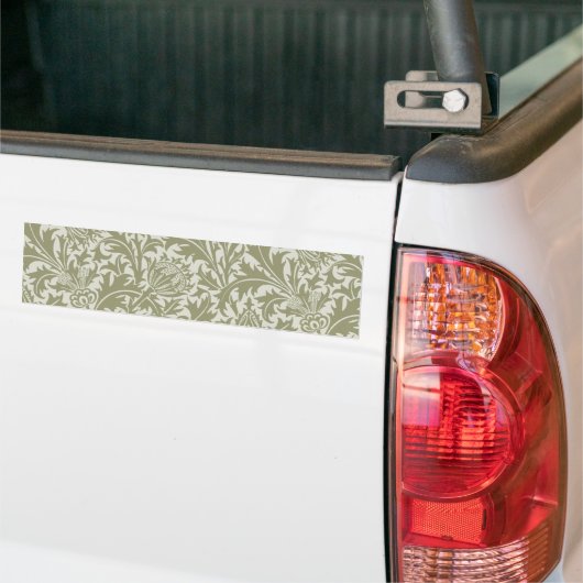 William Morris Thistle Sage Green Pattern Bumpersticker (Op Truck)