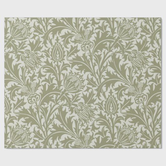 William Morris Thistle Sage Green Pattern Cadeaupapier (Vlak)