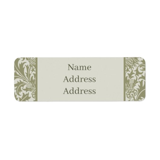 William Morris Thistle Sage Green Pattern Etiket (Voorkant)
