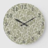 William Morris Thistle Sage Green Pattern Grote Klok (Voorkant)