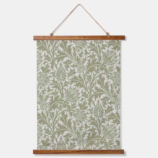 William Morris Thistle Sage Green Pattern Hangend Wandkleed (Voorkant)