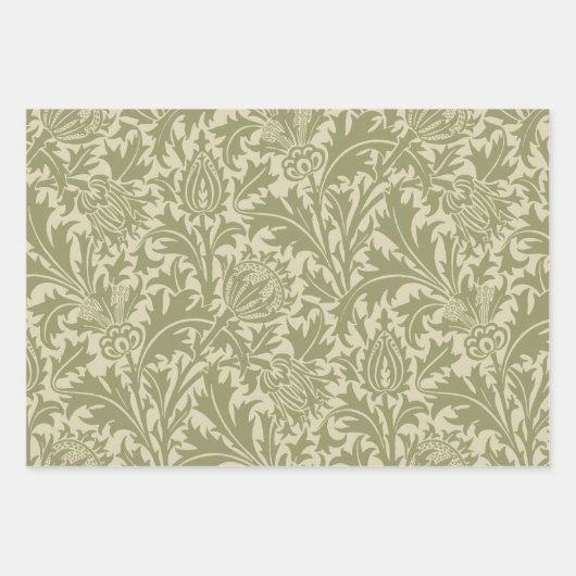 William Morris Thistle Sage Green Pattern Inpakpapier Vel (Voorkant 3)