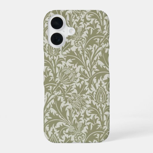 William Morris Thistle Sage Green Pattern iPhone 16 Hoesje (Achterkant)