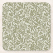 William Morris Thistle Sage Green Pattern Kartonnen Onderzetters (Voorkant)