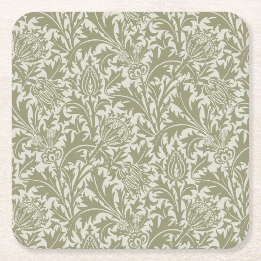 William Morris Thistle Sage Green Pattern Kartonnen Onderzetters (Voorkant)