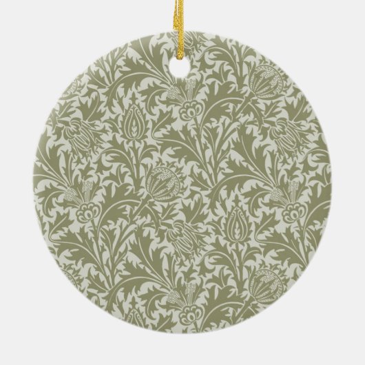 William Morris Thistle Sage Green Pattern Keramisch Ornament (Achterkant)