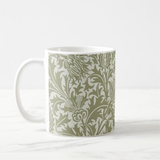 William Morris Thistle Sage Green Pattern Koffiemok (Links)