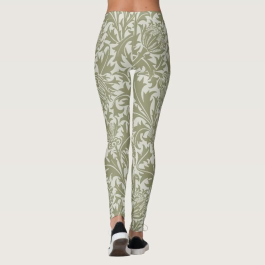William Morris Thistle Sage Green Pattern Leggings (Achterkant)