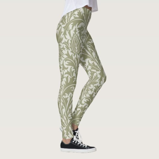 William Morris Thistle Sage Green Pattern Leggings (Rechts)