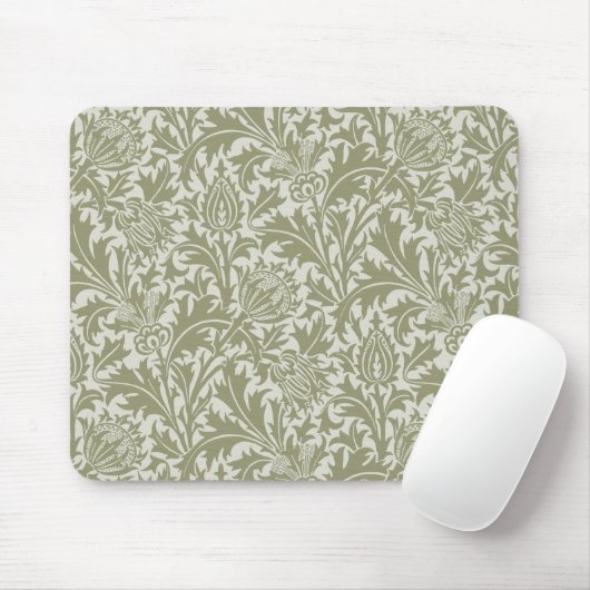 William Morris Thistle Sage Green Pattern Muismat (Met muis)