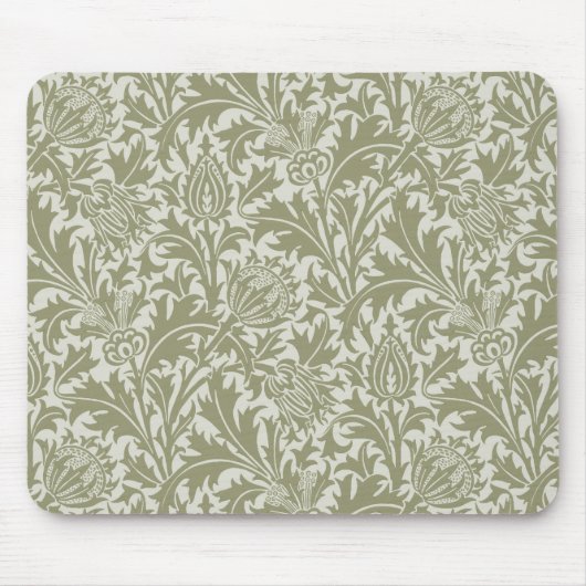 William Morris Thistle Sage Green Pattern Muismat (Voorkant)