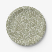 William Morris Thistle Sage Green Pattern Papieren Bordje (Voorkant)