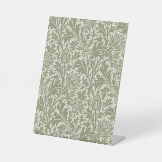 William Morris Thistle Sage Green Pattern Reclamebord Met Voetstuk (Voorkant)