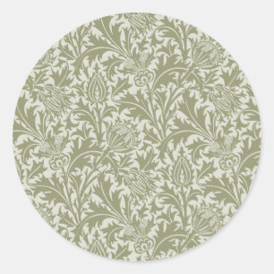 William Morris Thistle Sage Green Pattern Ronde Sticker