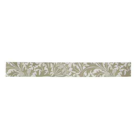 William Morris Thistle Sage Green Pattern Satijnen Lint (Voorkant)