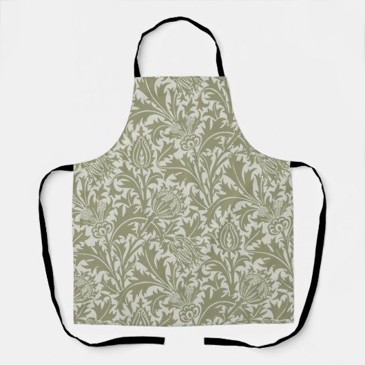 William Morris Thistle Sage Green Pattern Schort (Voorkant)