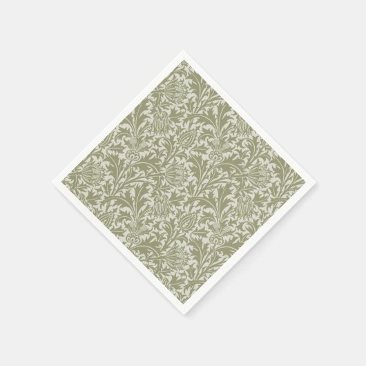William Morris Thistle Sage Green Pattern Servet (Hoek)