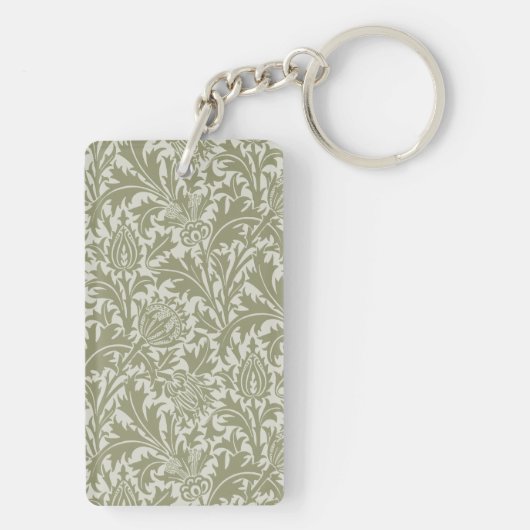 William Morris Thistle Sage Green Pattern Sleutelhanger (achterkant)