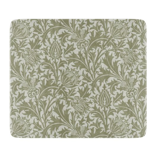 William Morris Thistle Sage Green Pattern Snijplank (Voorkant)