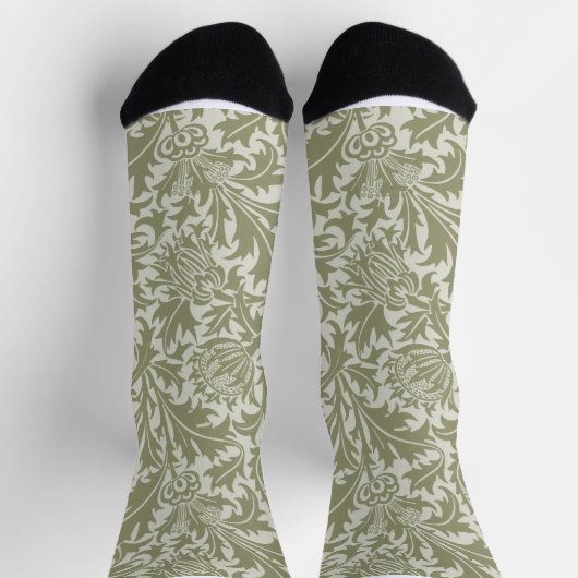 William Morris Thistle Sage Green Pattern Sokken (Top)