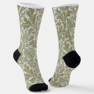 William Morris Thistle Sage Green Pattern Sokken
