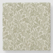William Morris Thistle Sage Green Pattern Stenen Onderzetter (Voorkant)