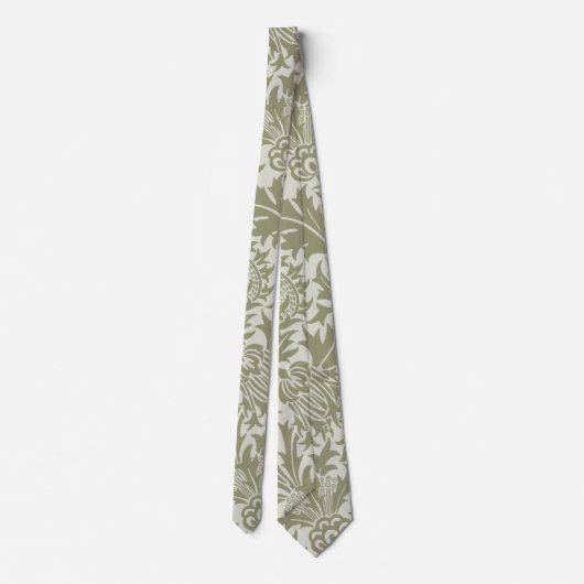 William Morris Thistle Sage Green Pattern Stropdas (Achterkant)