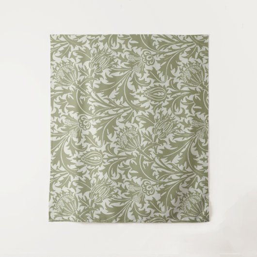 William Morris Thistle Sage Green Pattern Wandkleed (Voorkant)