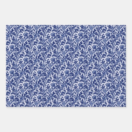 William Morris Thistle, zwart/wit, goud, blauw Inpakpapier Vel (Voorkant 3)