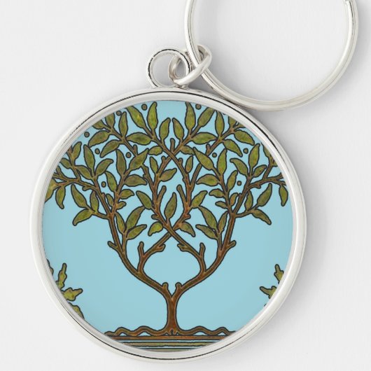 William Morris Tree Frieze Bloem Behang Sleutelhanger (Voorkant)