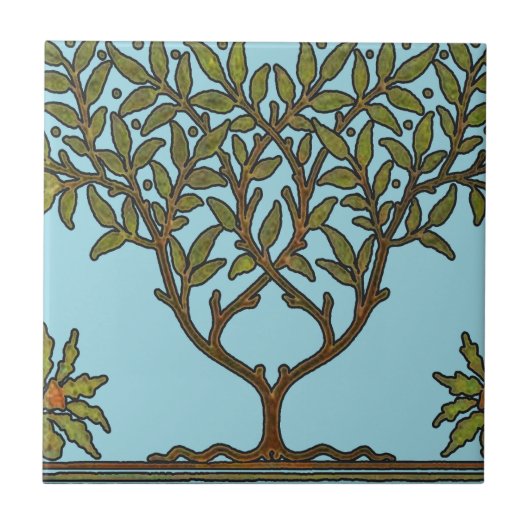 William Morris Tree Frieze Bloem Behang Tegeltje (Voorkant)
