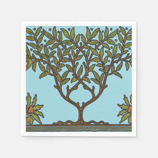 William Morris Tree Frieze Bloemenbehang Servet (Voorkant)