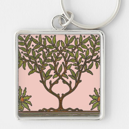 William Morris Tree Frieze Bloemenbehang Sleutelhanger (Voorkant)