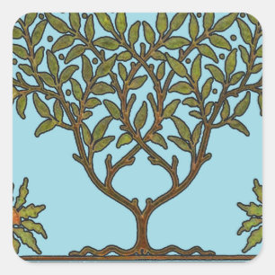 William Morris Tree Frieze Bloemenbehang Vierkante Sticker