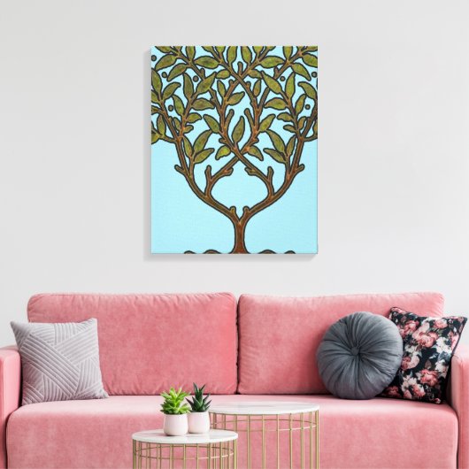 William Morris Tree Frieze Floral Wallpaper Canvas Afdruk (Insitu (Woonkamer))