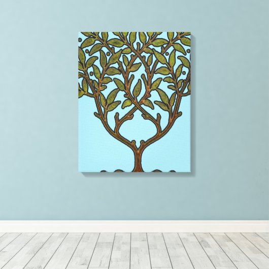 William Morris Tree Frieze Floral Wallpaper Canvas Afdruk (Insitu (Houten vloer))